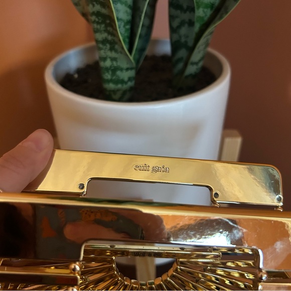 Cult Gaia Metallic Gaia's Ark Top Handle Clutch Nano Acrylic Crossbody Bag Gold - Picture 6 of 11